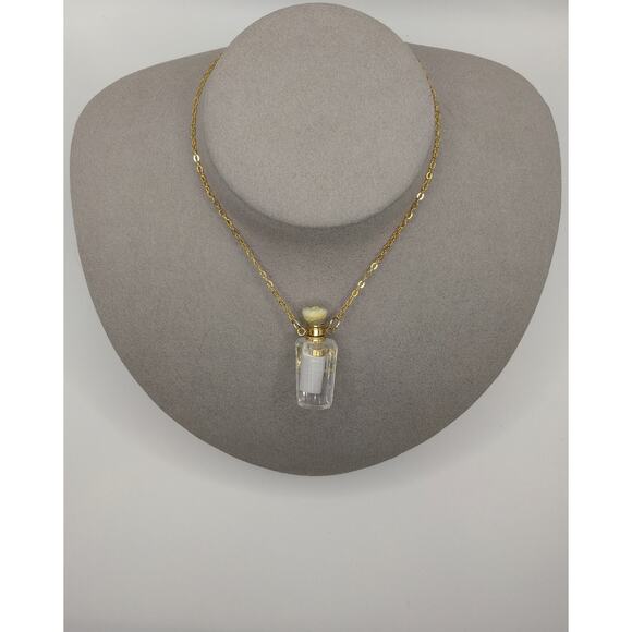 New Solid Quartz Bottle Necklace with Rose and Druzy - Picture 2 of 3